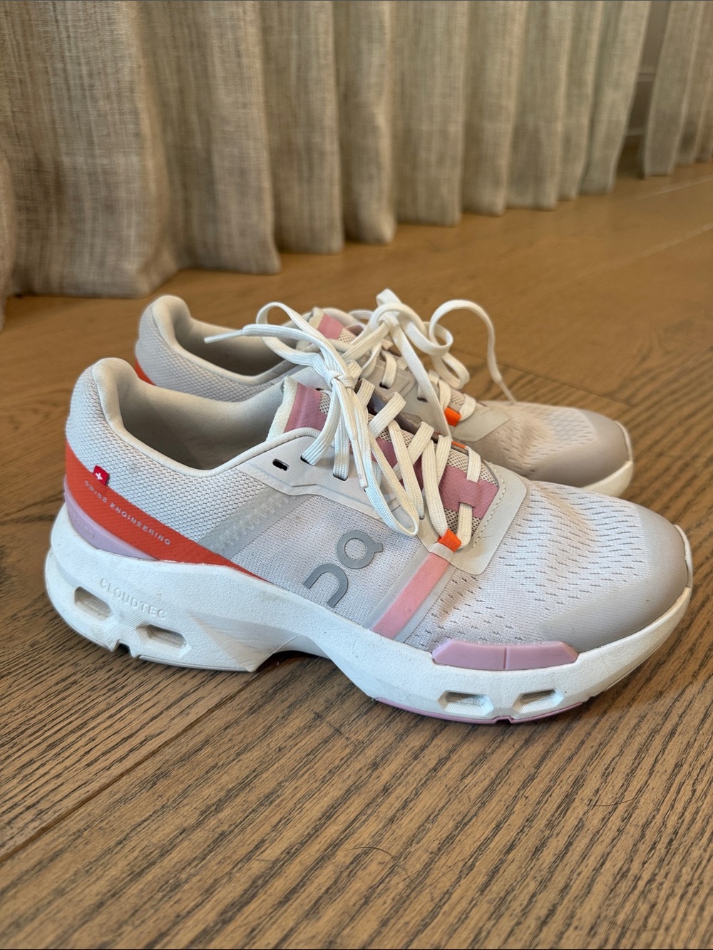 On Running Women's White Pink Orange CloudTec Athletic Shoes